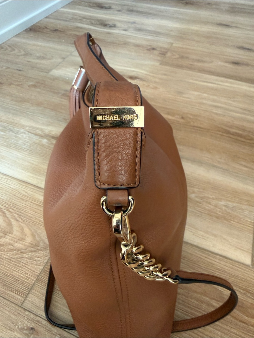 Michael Kors Tan Leather Shoulder Hobo with Tassel - Picture 5 of 6